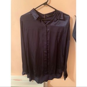 Zara Navy Silky Long Sleeved Blouse - $10 Bundle